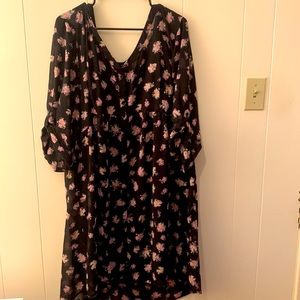 Torrid size 4 Black floral sheer dress with black slip dress